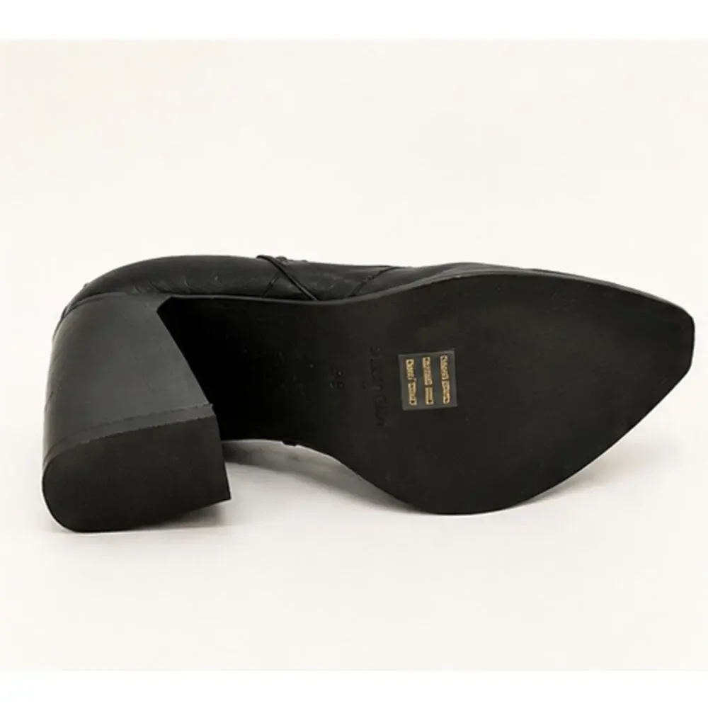 Emanuele Crasto Black Leather Studded Western Boots 40 EUR/9-9.5 US